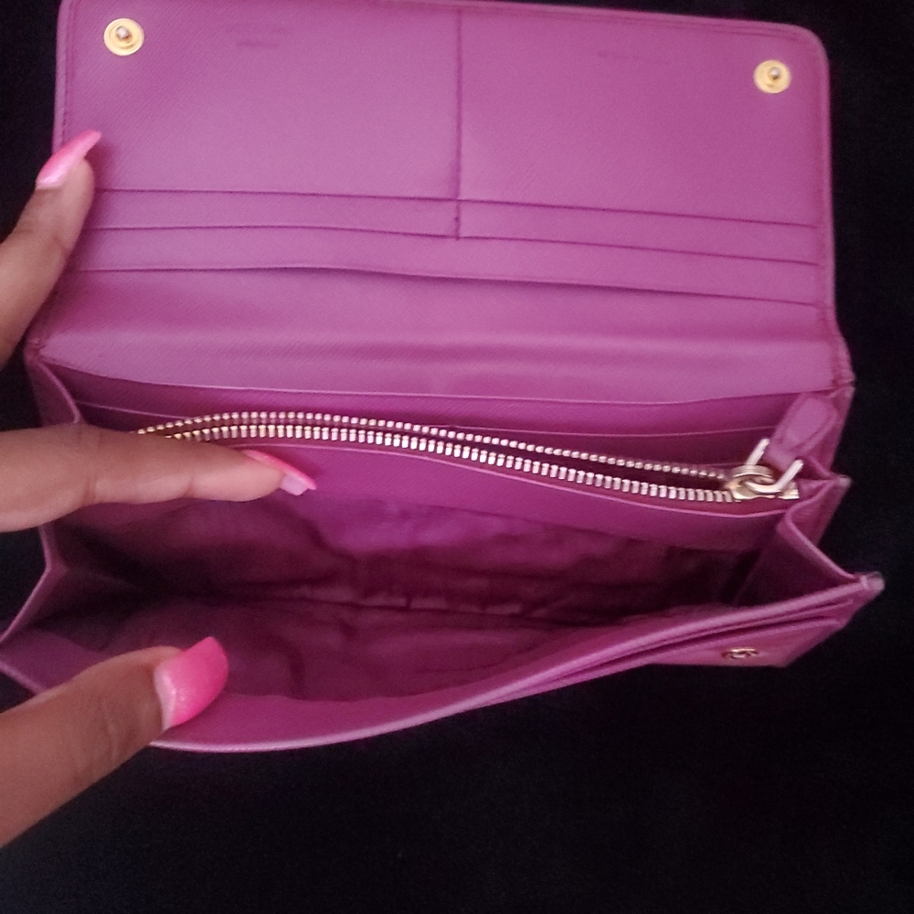 $SOLD$ Prada Pink Nylon and Leather Continental Wallet - Picture 5 of 12